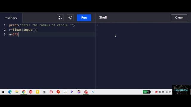 Find The Area Of Circle In python смотреть онлайн