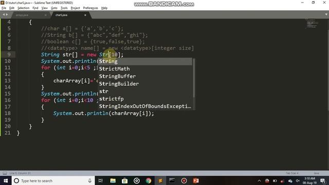 17) Arrays in Java With more datatypes