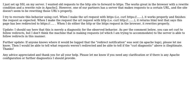 Mod_Rewrite for Apache2 doesn't work for machine requests like curl. What can I do to forward... смотреть онлайн