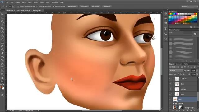 Digital Portrait Painting l From Sketch to Coloring in Adobe Photoshop смотреть онлайн