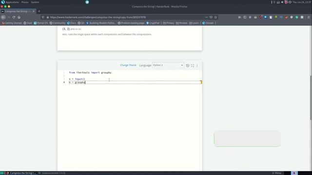 Hackerrank solution: compress the string python