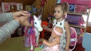 Беби Борн игрушечная лошадь единорог с длинными волосами распаковка игрушки Unic