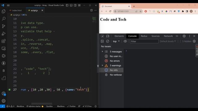 Arrays in java script || What is an Array in JS || Hindi || Code and Tech смотреть онлайн