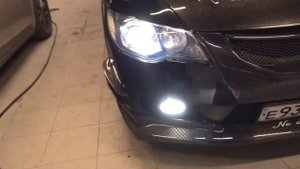 Honda Civic 4D тюнинг фар установка линз bi-led