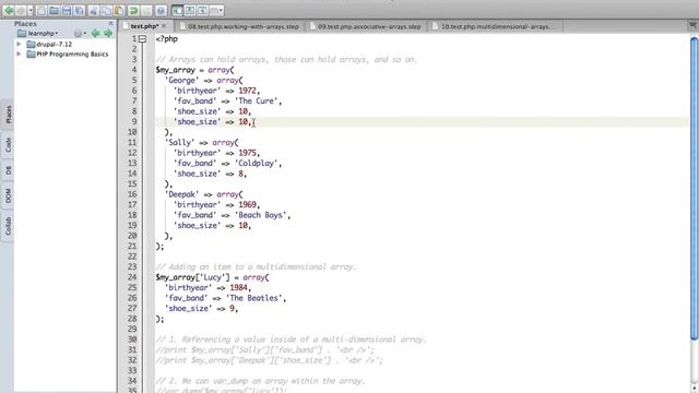How to work with multidimensional arrays php