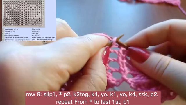 Ажурный узор " Тюльпаны ". Узоры спицами. Вязание спицами. The openwork pattern " Tulips ". Knittin