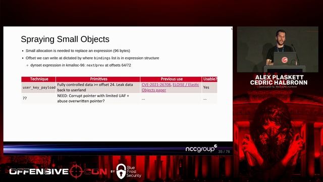 OffensiveCon23 - Alex Plaskett & Cedric Halbronn - Exploit Engineering – Attacking the Linux Kernel смотреть онлайн