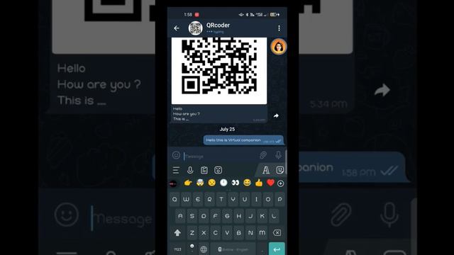 Qr code message by telegram | Virtual Companion