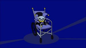 Jevil is in a wheelchair