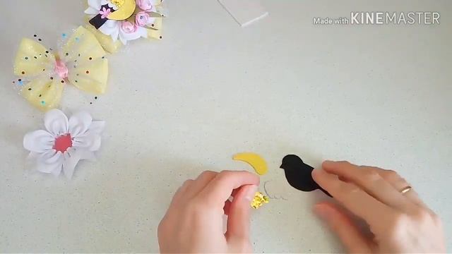 Бантики из репсовой ленты и фоамирана «Синички»/МК/DIY/Bantiks Made Of Repse Tape And Foamiran