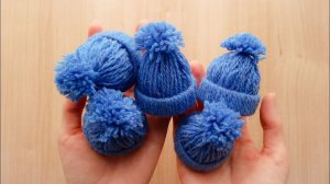 Шапочки из ниток | Mini Yarn Hats for Christmas