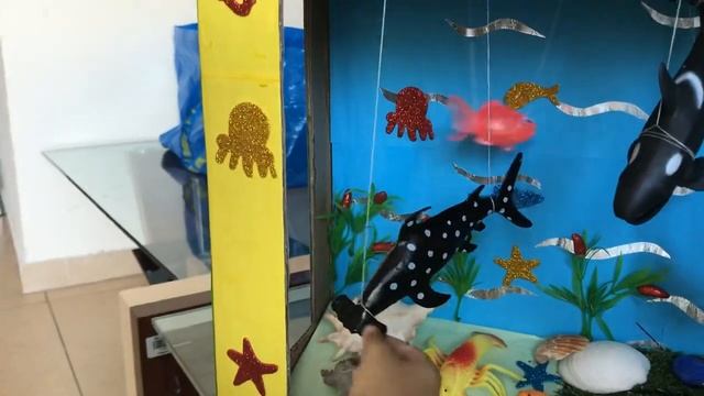 Aquarium for Kids School project 3D Model shark whale lobster crab crocodile starfish dolphin смотреть онлайн
