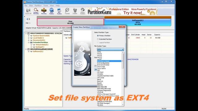 How to create ext4 partition in Windows 7/8/10?