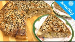 Пирог на закваске с начинкой из курицы и картофеля