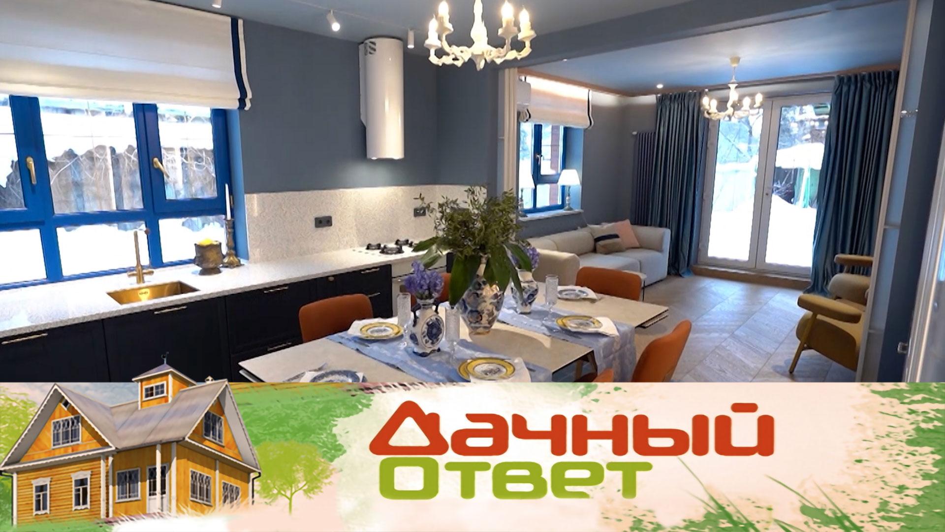 Кухня-гостиная в цветах Гжели | «Дачный ответ»