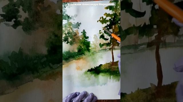 Как нарисовать листья на дереве. 3 часть. Художник Александра Миркушова