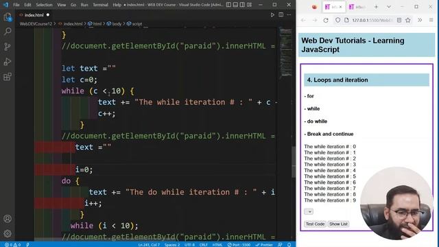 Loops in javascript, javascript all loops, javascript loops and arrays, for loop, WebDevTutorial# 1
