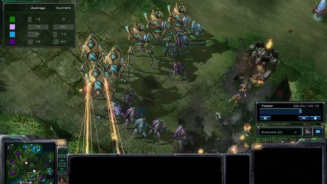 Thors + Siege Tanks vs Colossi, Immortals, Stalkers and Zealots смотреть онлайн