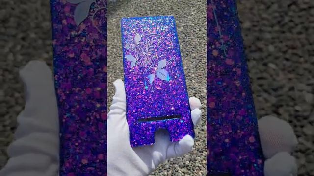 Fast video / Making a resin cell phone stand with resin foils / Resin cell phone stand with glitter