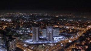 Ночной Красноярск с высоты / Правый берег / AerOcto январь 2016