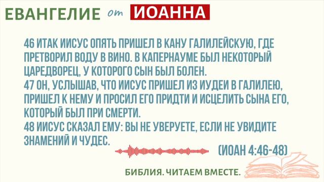#13 ЕВАНГЕЛИЕ ОТ ИОАННА 4:43-54 /Библия.Читаем Вместе/Библия с Андреевыми/Вера/Бог/Библия Онлайн/