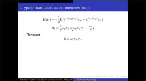 Лекция 6. А.Е. Теретёнков. 2-уровневая система как базовый пример