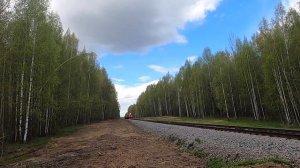 "Старый турный вагон габарита RIC!" Тепловоз 3М62У-0096 с хозяйственным поездом. Перегон Мюд - Каши