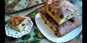 Заливной пирог с грибами. Тесто на кефире.