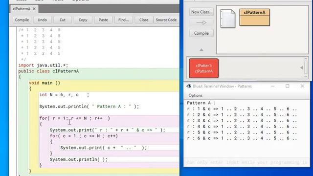 Java Patterns using nested loop A