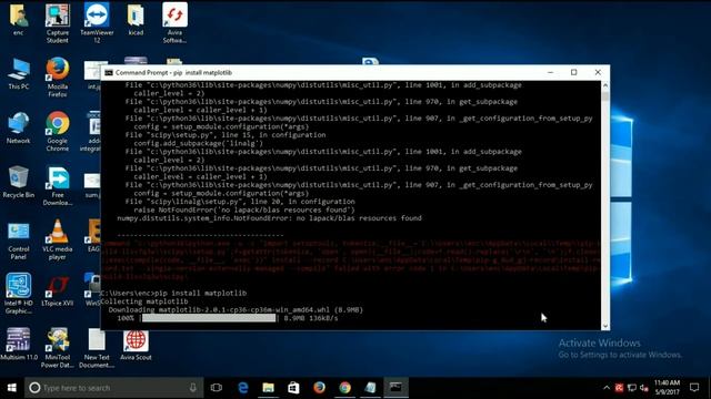 How to install numpy, scipy and matplotlib - python