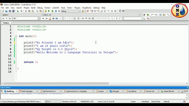 "C" Programming Language || Part-09||Format Specifiers In Telugu