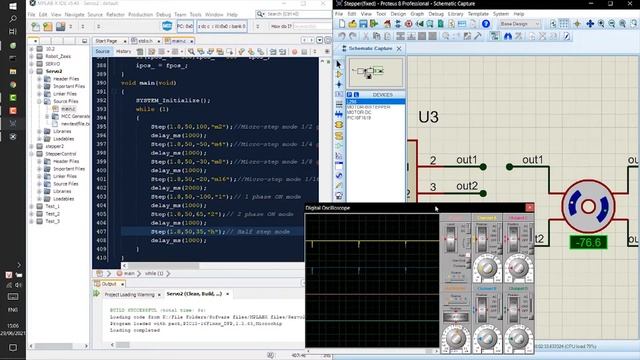 Stepper motor programming MPLAB non-driver - Simulation on Proteus  Final project