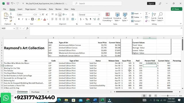 Exp19_Excel_AppCapstone_Intro_Collection| Complete Solution 100%| exp19 excel app introcllection