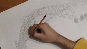 Рисунок моста Харбор-Бридж (Сидней) карандашом. (Drawing of the Harbour Bridge in pencil.)