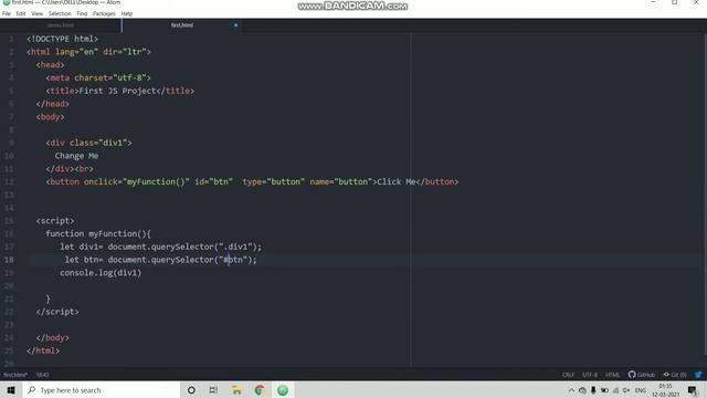 How to use onclick event for changing content of any element in web page in JS(Hindi)