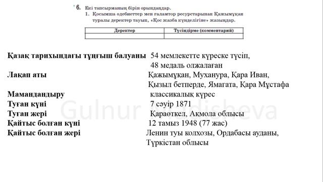 6 сынып қазақ тілі 5 сабақ Қазақ балуандары. Қазақ тілі 6 сынып 5 сабақ