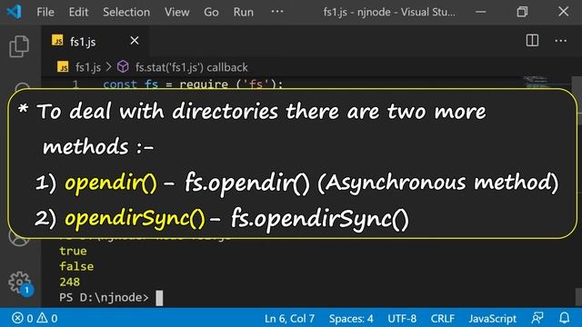 Node.js Tutorial #13 | File System Module | fs.stat | fs.dir