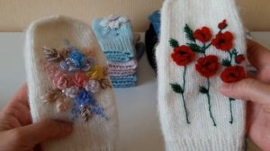 Моя коллекция варежек с ручной вышивкой .
