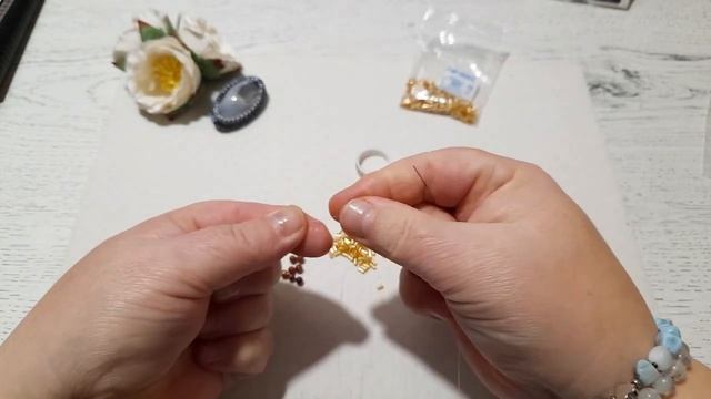 Украшения для Веры.  Почти мастер класс Плетёное кольцо с камнем.#бисер #брошь #кольцо #украшения