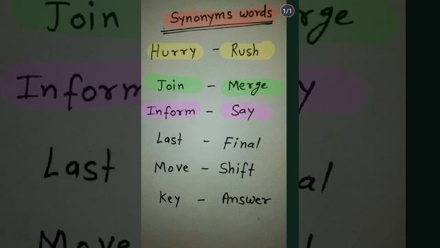 Synonyms words for kids part 12