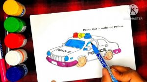 How to Colouring Kids Unique Police Car Drawing For Kids, Toddlers | Colouring Police Car Video