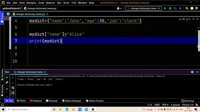 Change Dictionary Items in Python || Part-59 || Python Tutorial for ...