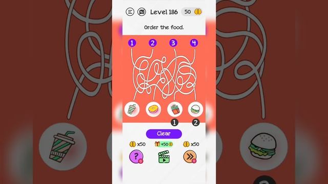 #Shorts Brain Dom Game Challenge 2022 | level 186 | Order the food.