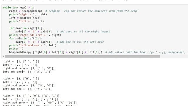 Huffman code in Python