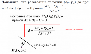 Вывод уравнения расстояния от точки до прямой на плоскости
