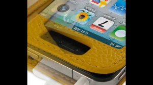 PDair   Leather Case for Apple iPhone 4 4S - Book Type (Snap Button)(Yellow/Floater Pattern)