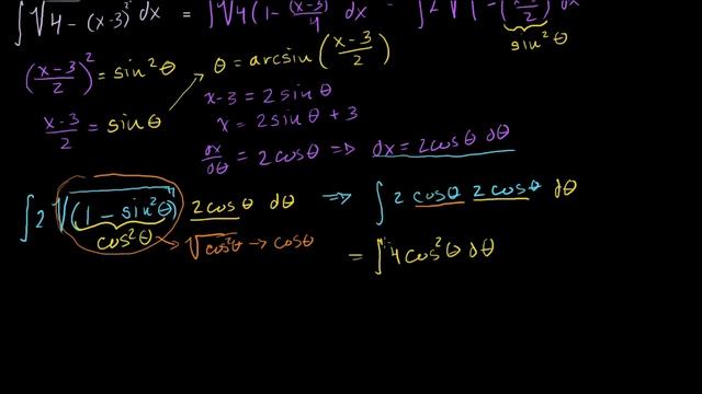 Интегралы. Тригонометрическая подстановка 3 смотреть онлайн