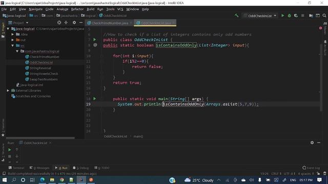 Check if a list Contains Only Odd digits in Java | Java Logical Questions | Java shastra
