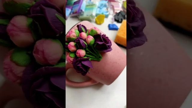 кружечки с декором из полимерной глины - прекрасный подарок! #полимернаяглина #мк #урок #мастерклас