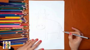 Что нарисовать из цифры 4 (корова). Онлайн-школа рисования "Малевашки"